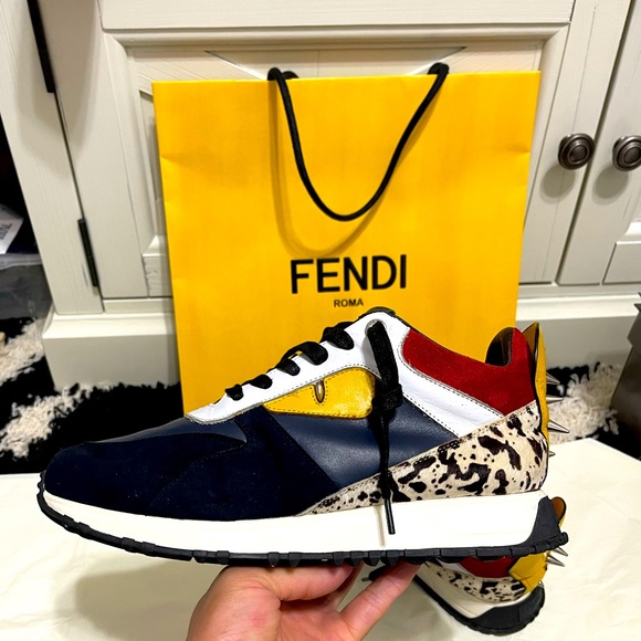 Fendi Other - Used Fendi Bag Bug Leather Suede Sneakers Leopard